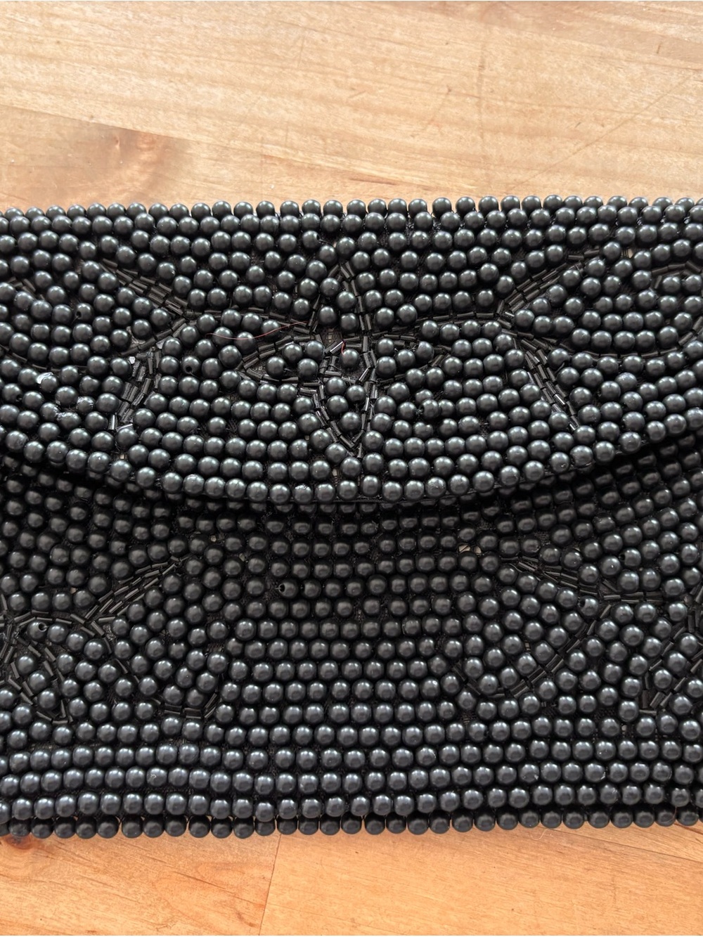 Vintage Mid-Century Black Beaded Envelope Clutch Purse | Made in Japan